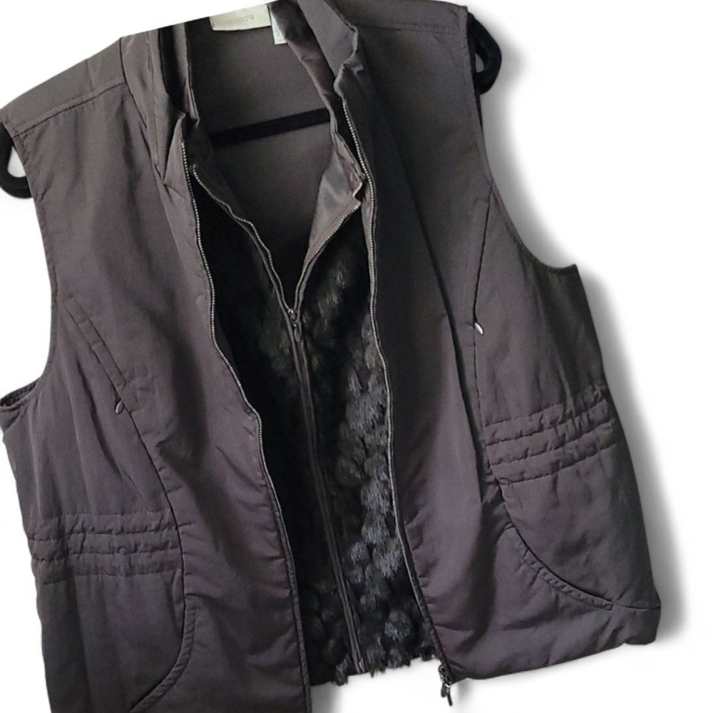Chico's 2 Piece Brown Vest With Faux Fur Vest 3=16/XL